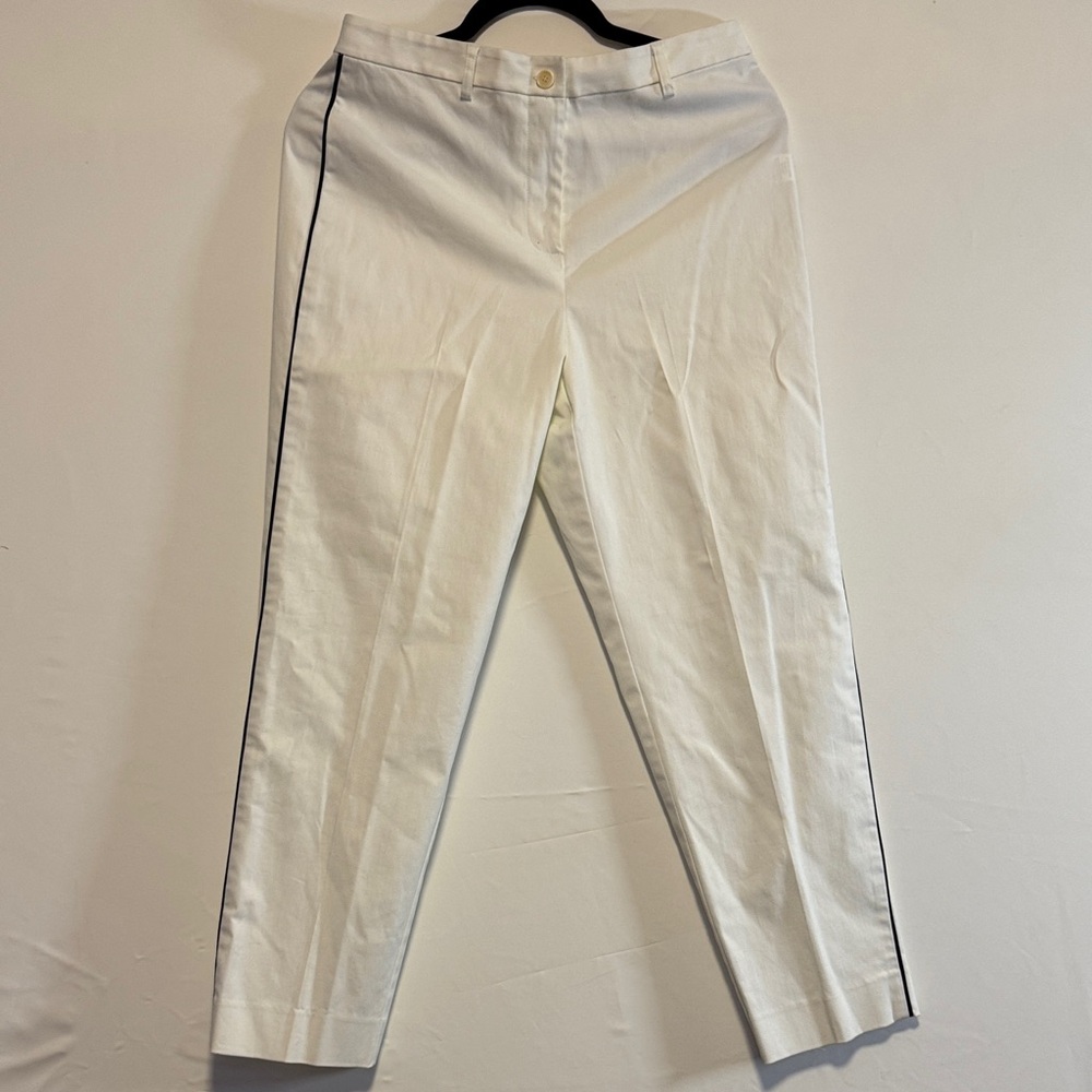 Anne Klein Cream Chinos with Black Trim